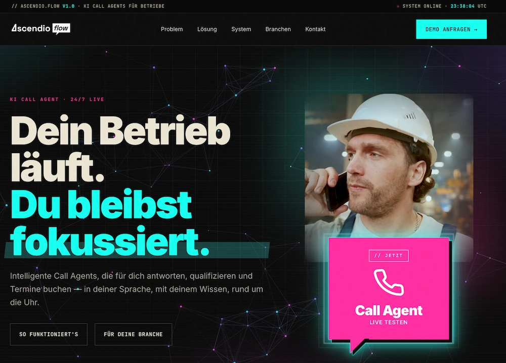 Ascendio Flow — KI Call Agents für Betriebe